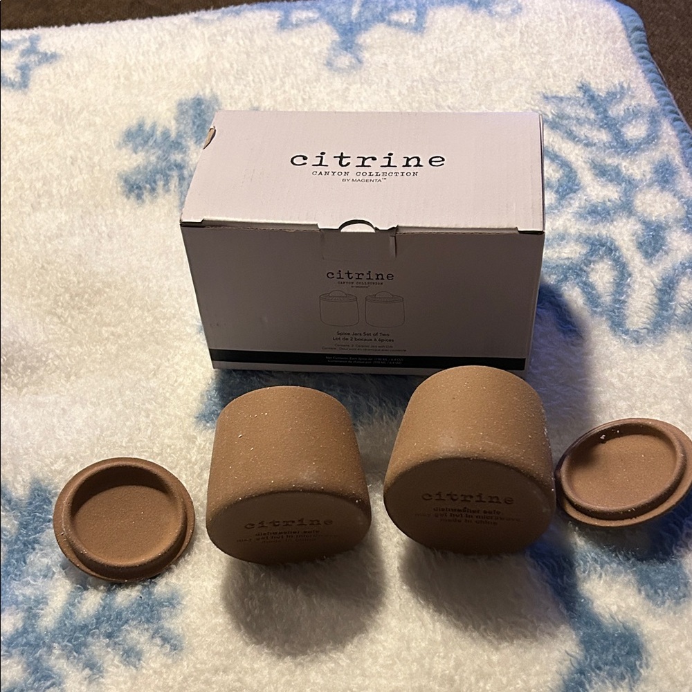 Citrine Canyon Collection by Magenta Set of 2 Spice Jars Textured Terracotta
